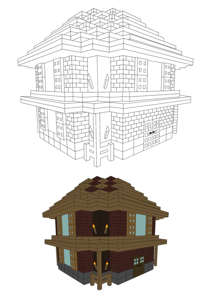 minecraft house coloring pages