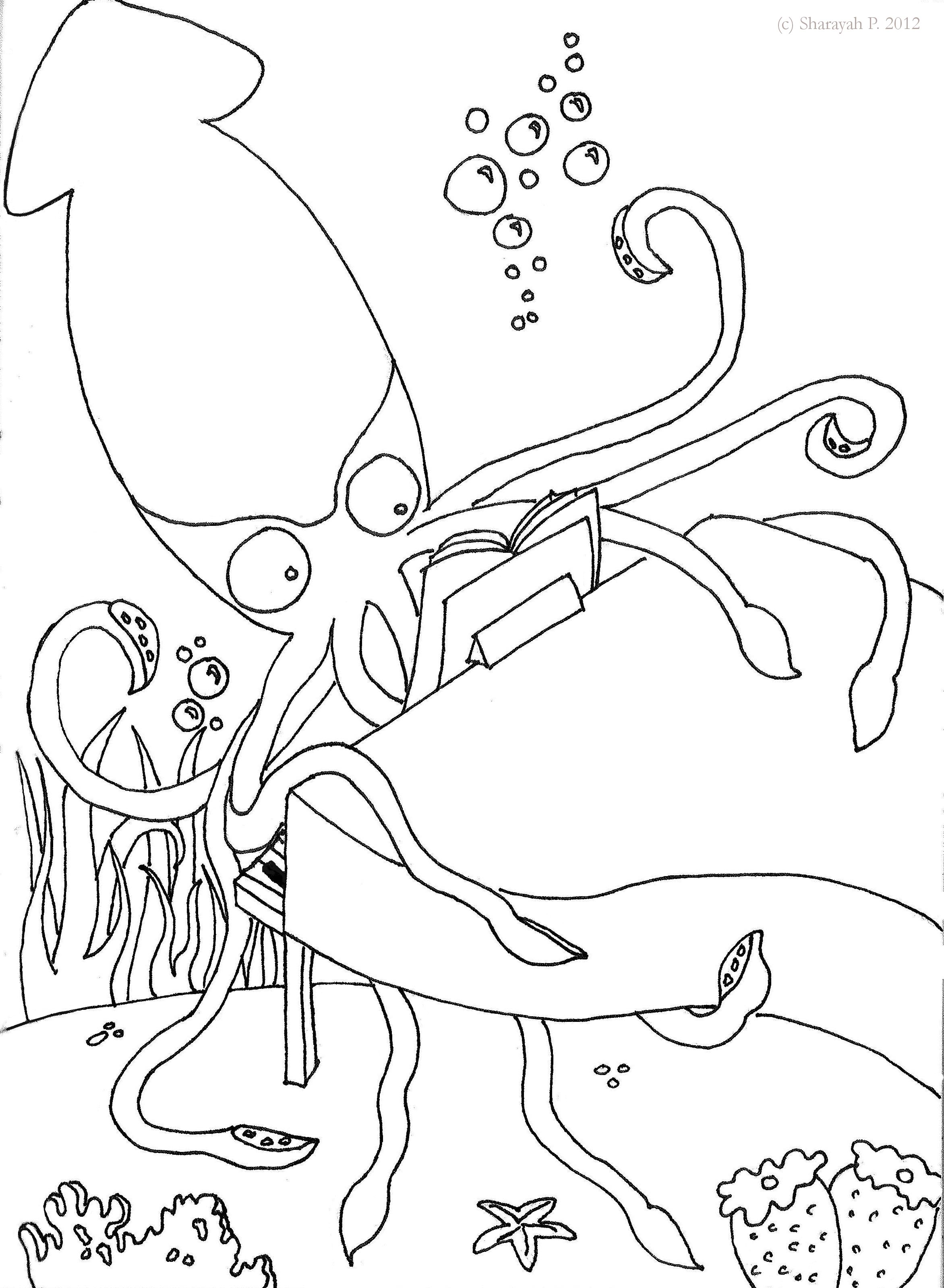 Giant Squid Coloring Pages - Learny Kids