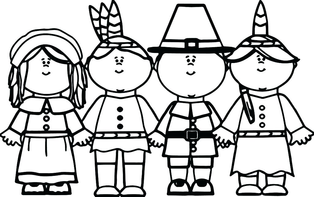 pilgrim and indian coloring pages