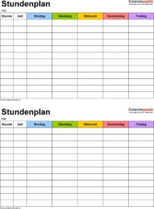 vorlage stundenplan