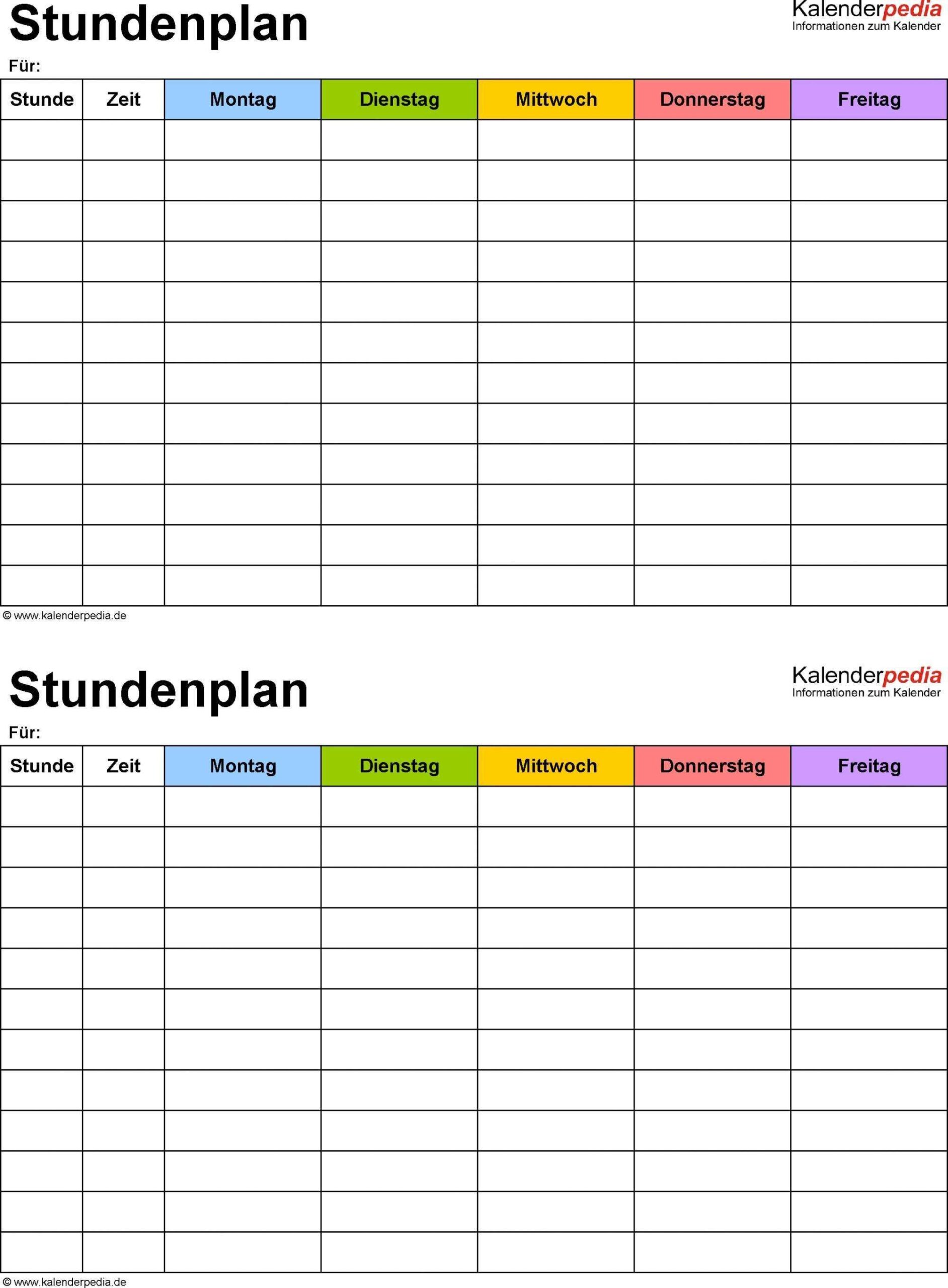 vorlage stundenplan