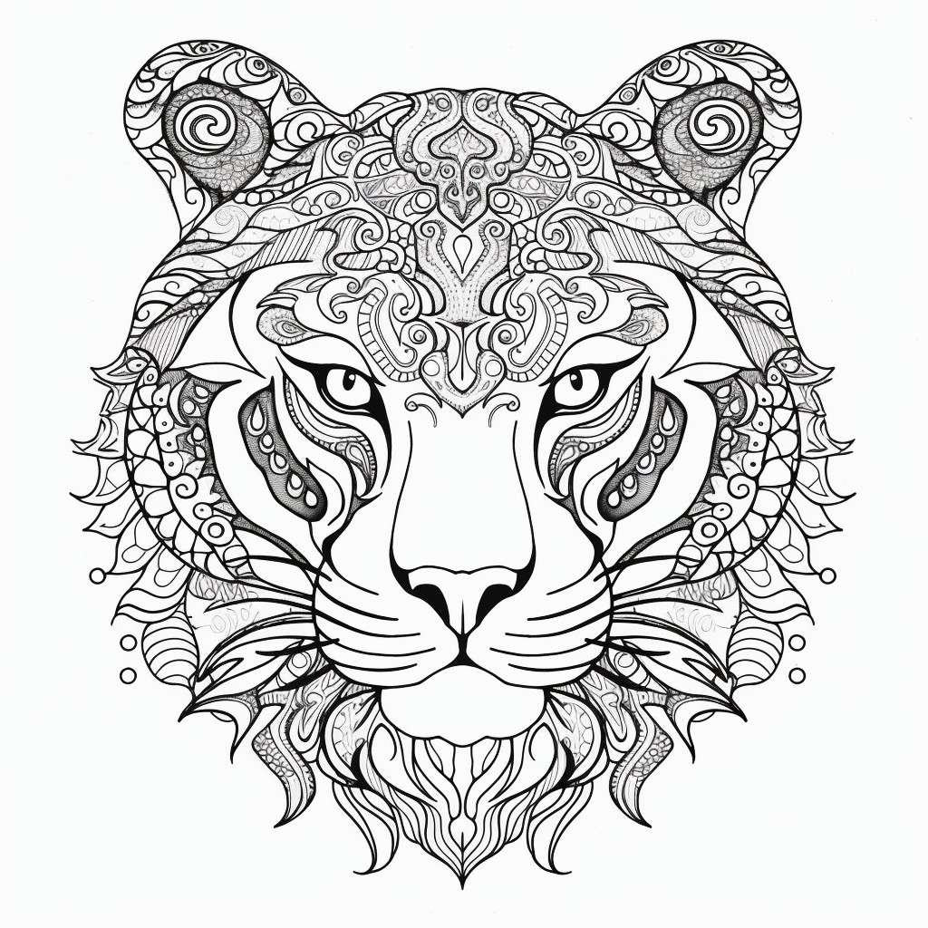 ausmalbilder tiger mandala