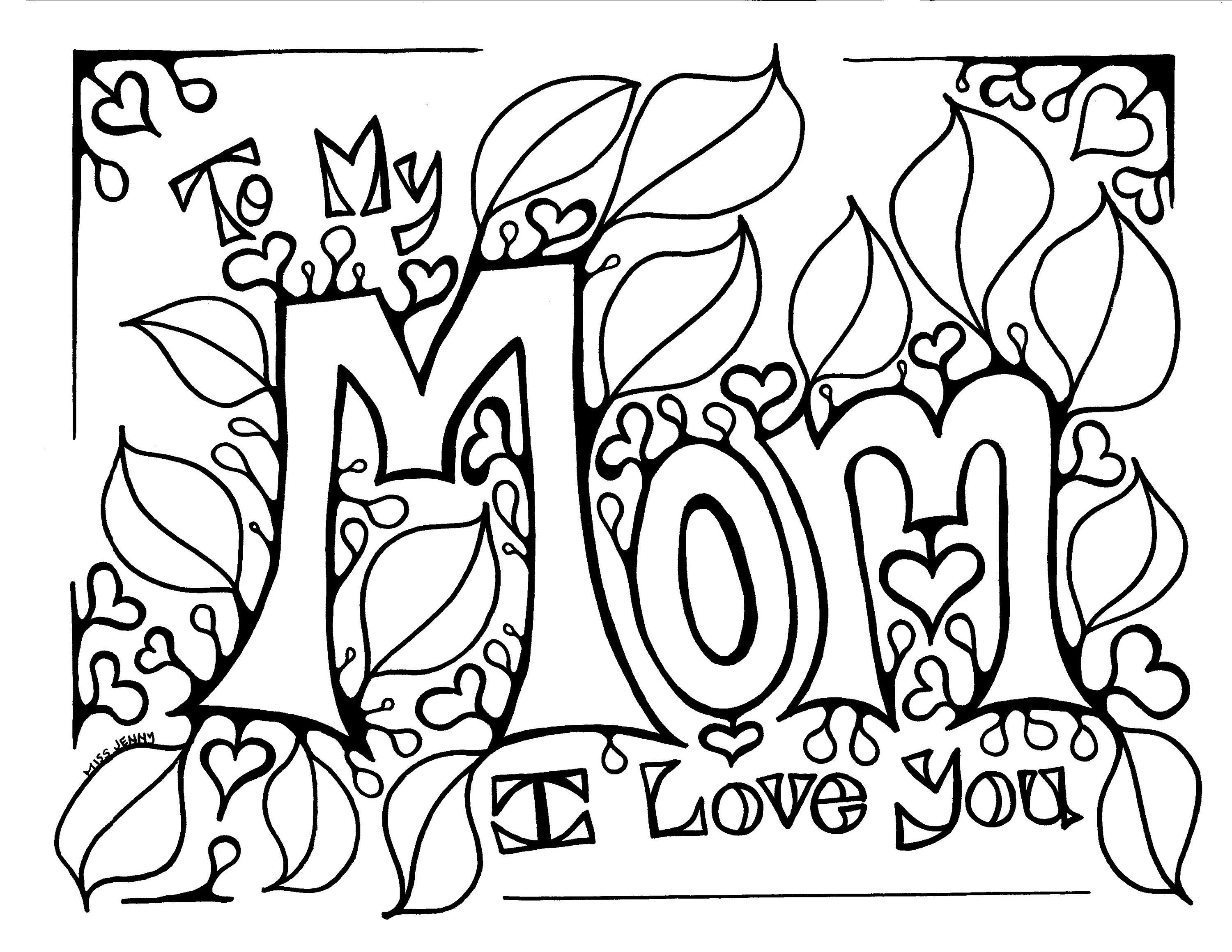 To My Mom I Love You Mother's Day Coloring Page by MissJennyDesignsUS