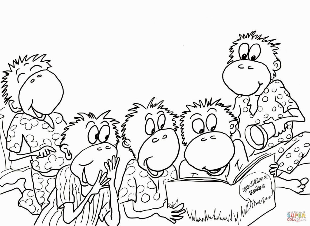 5 little monkeys coloring page