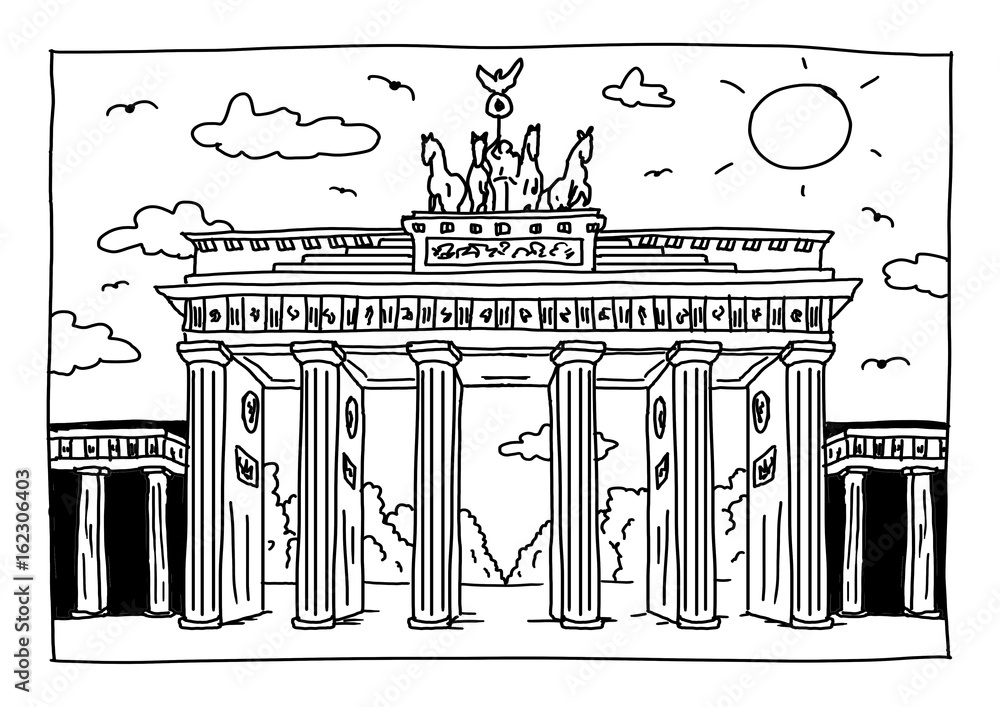 Ausmalbild - Brandenburger Tor in Berlin Stock Illustration | Adobe Stock