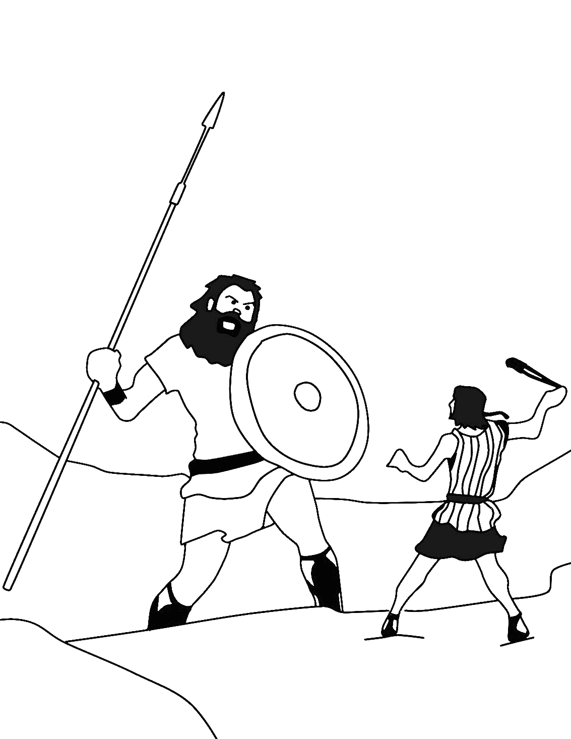 coloring pages of david and goliath