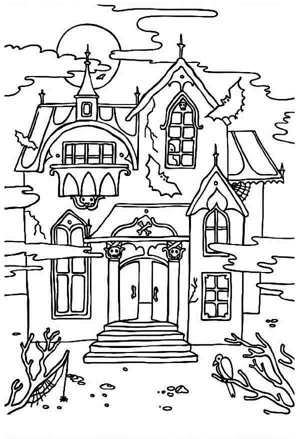 scary haunted house coloring pages