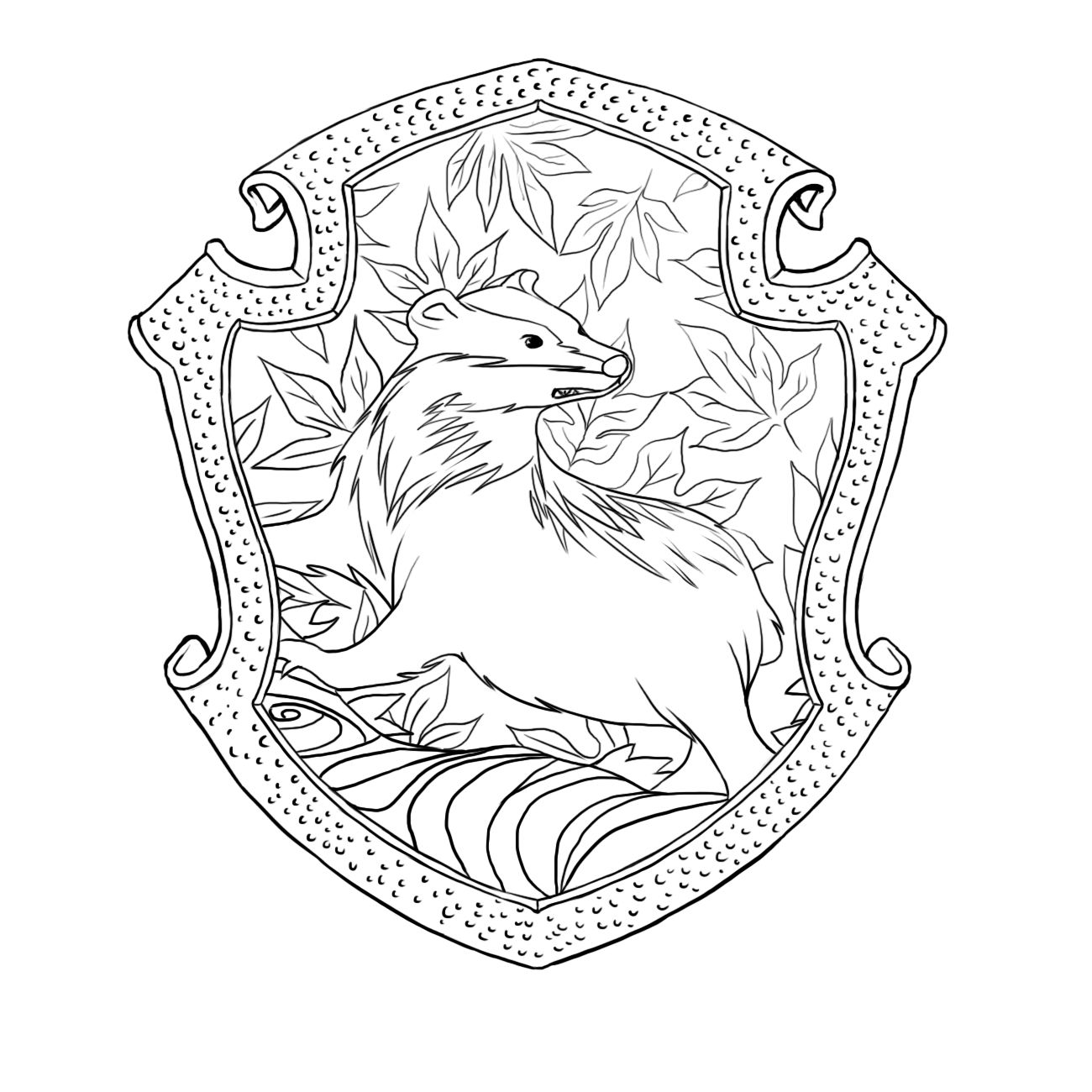 Printable Hufflepuff Crest Coloring Page