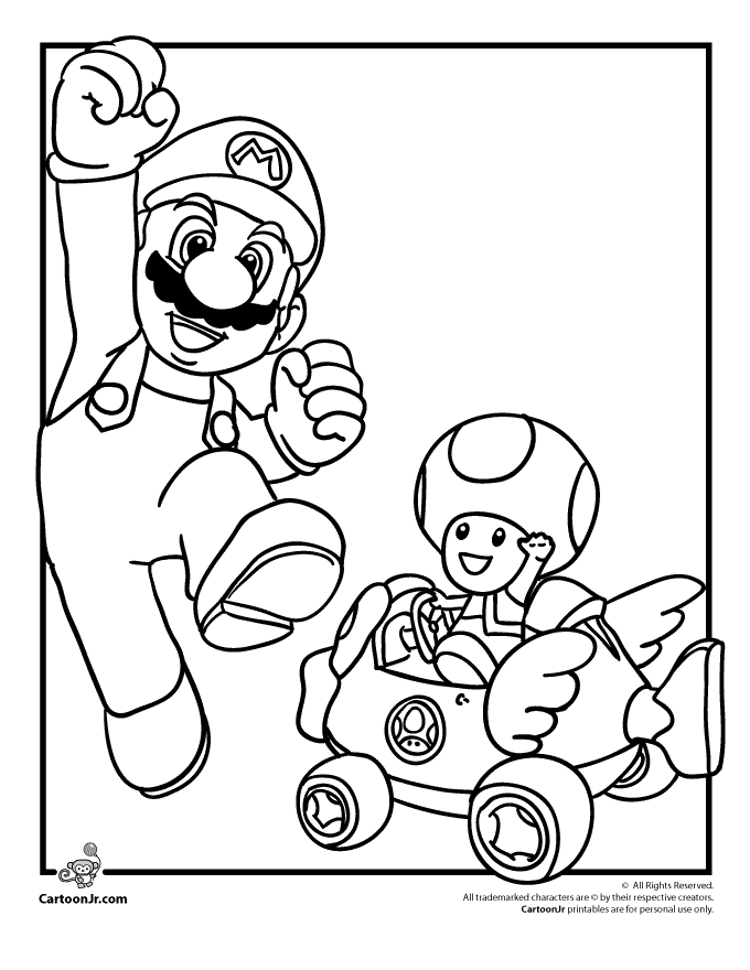 mario kart coloring pages to print