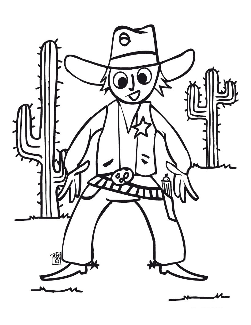 coloring page cowboy