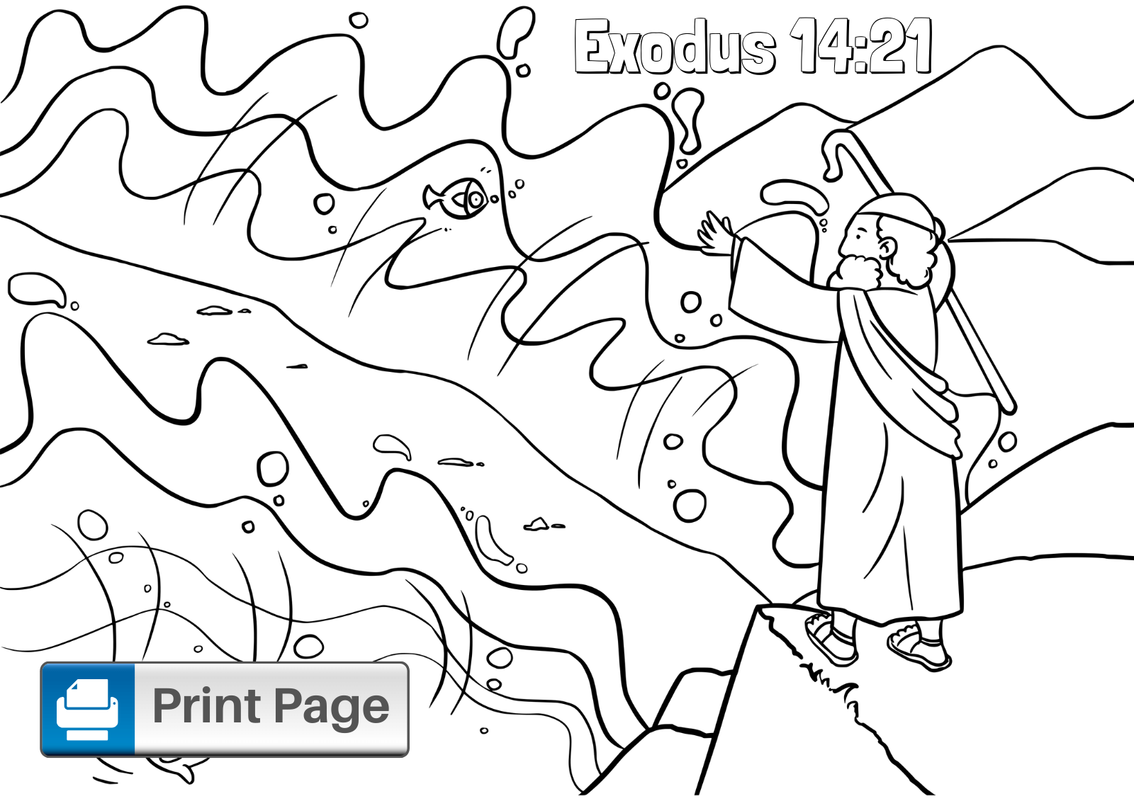 moses parting the red sea coloring pages