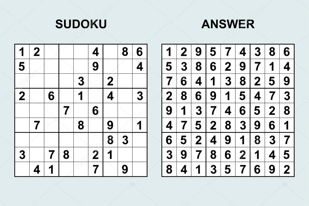 Vector sudoku with answer. Stock Vector Image by ©Khaladok #117222246