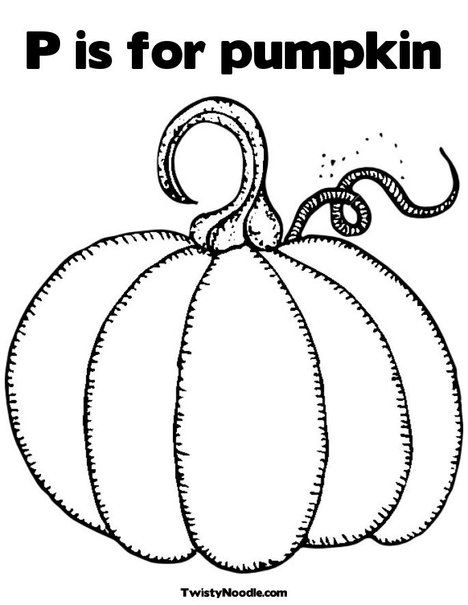 p is for pumpkin coloring page