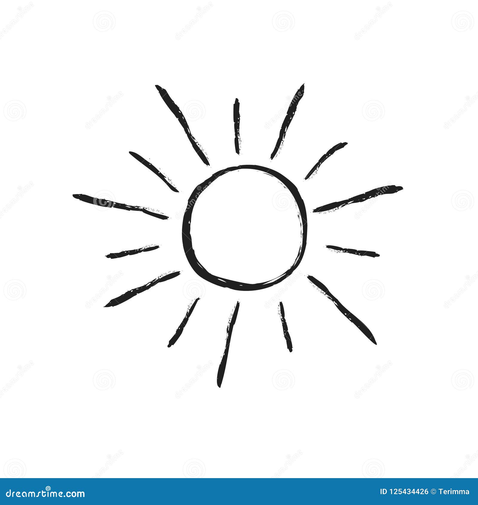 Hand Drawing Sun Icon Isolated on White Stock Vector - Illustration of