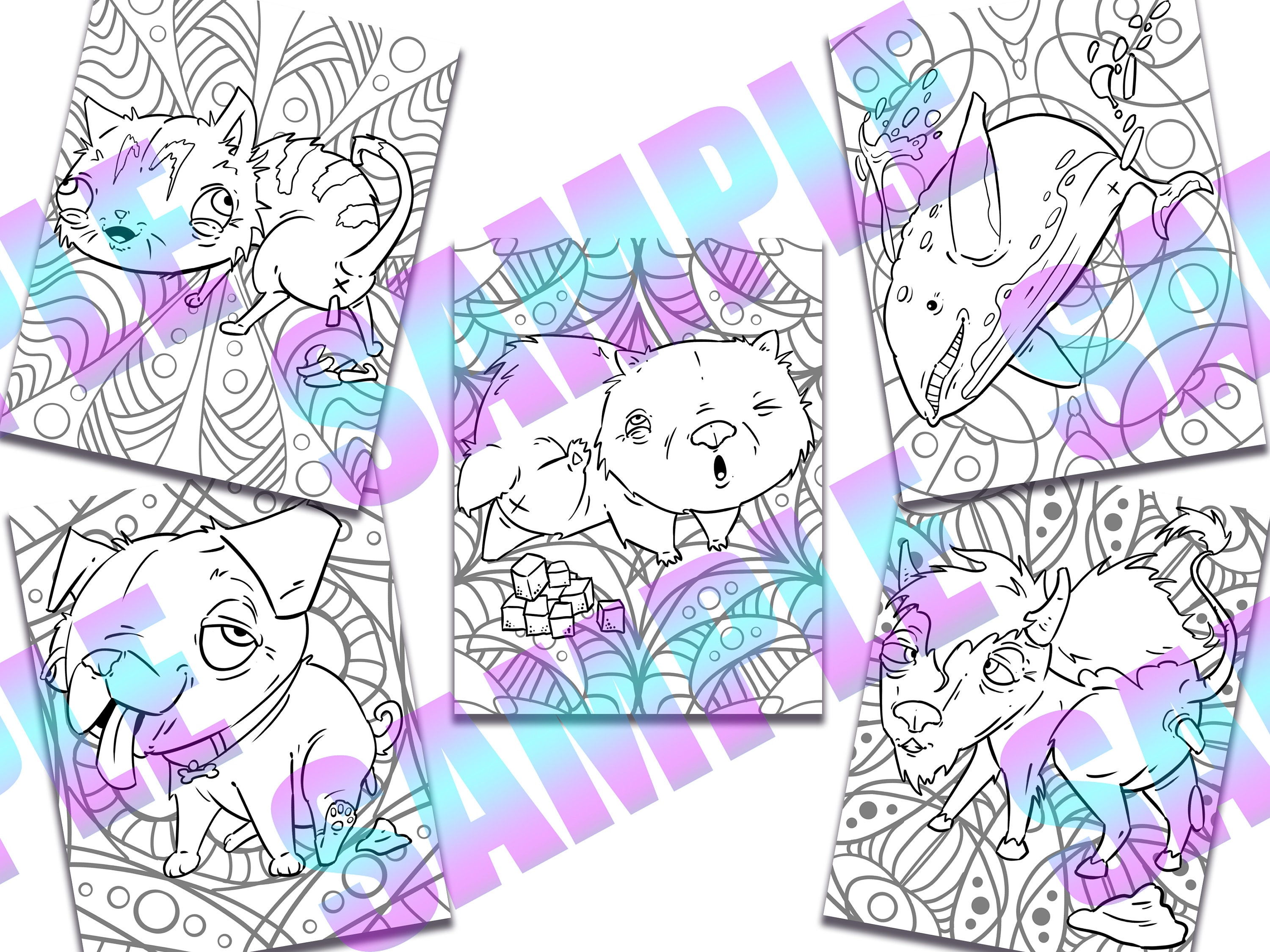 Pooping Animals Coloring Book Pages Download Funny Coloring | Etsy