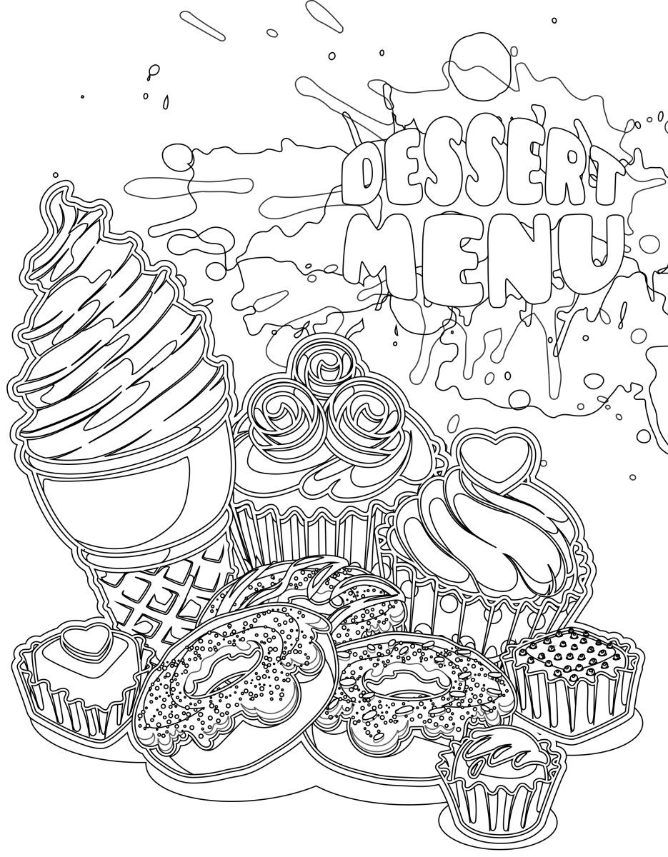 Dessert Food Coloring Pages For Adults / coloring pages image by