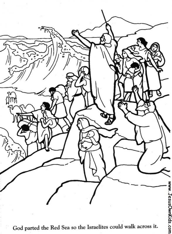 Moses Parting The Red Sea Coloring Page - Coloring Home