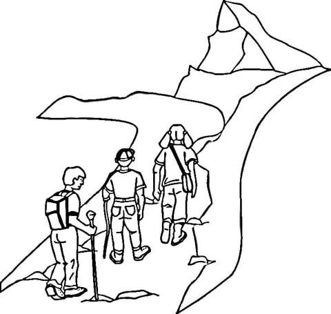 hiking coloring page