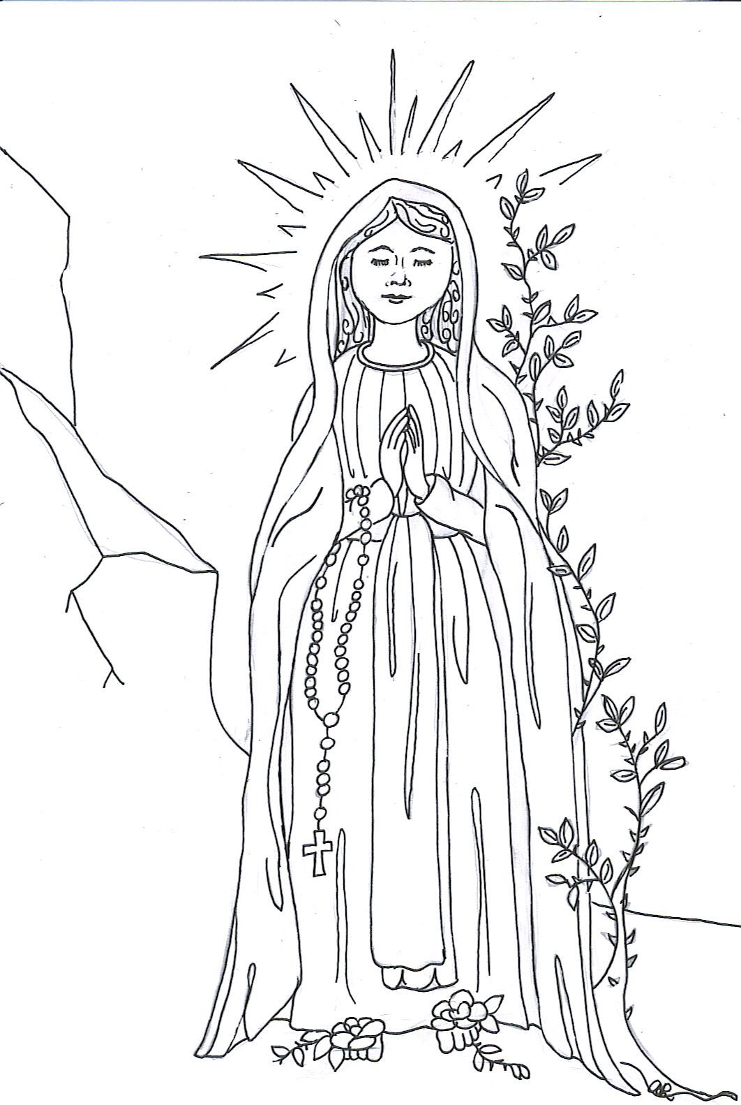 our lady of lourdes coloring page