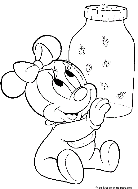 baby minnie mouse colouring pages to print