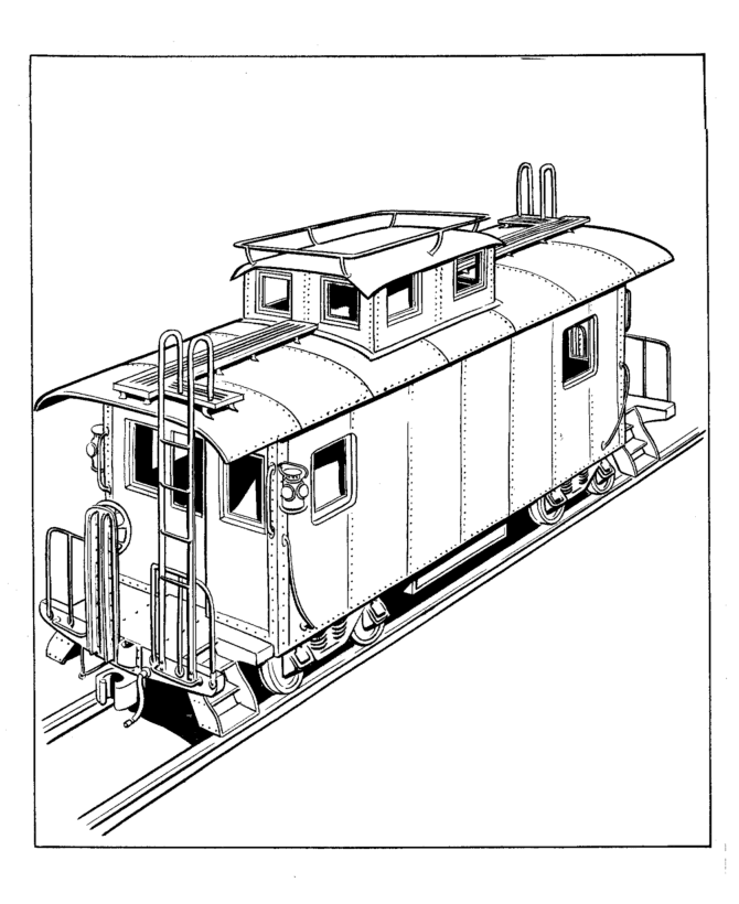 Freight Train and Railroad Coloring pages - Caboose Coloring