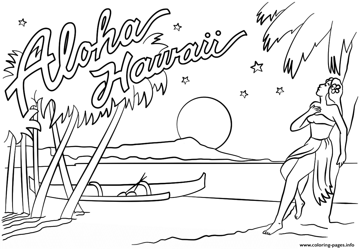 Aloha Hawaii Coloring page Printable