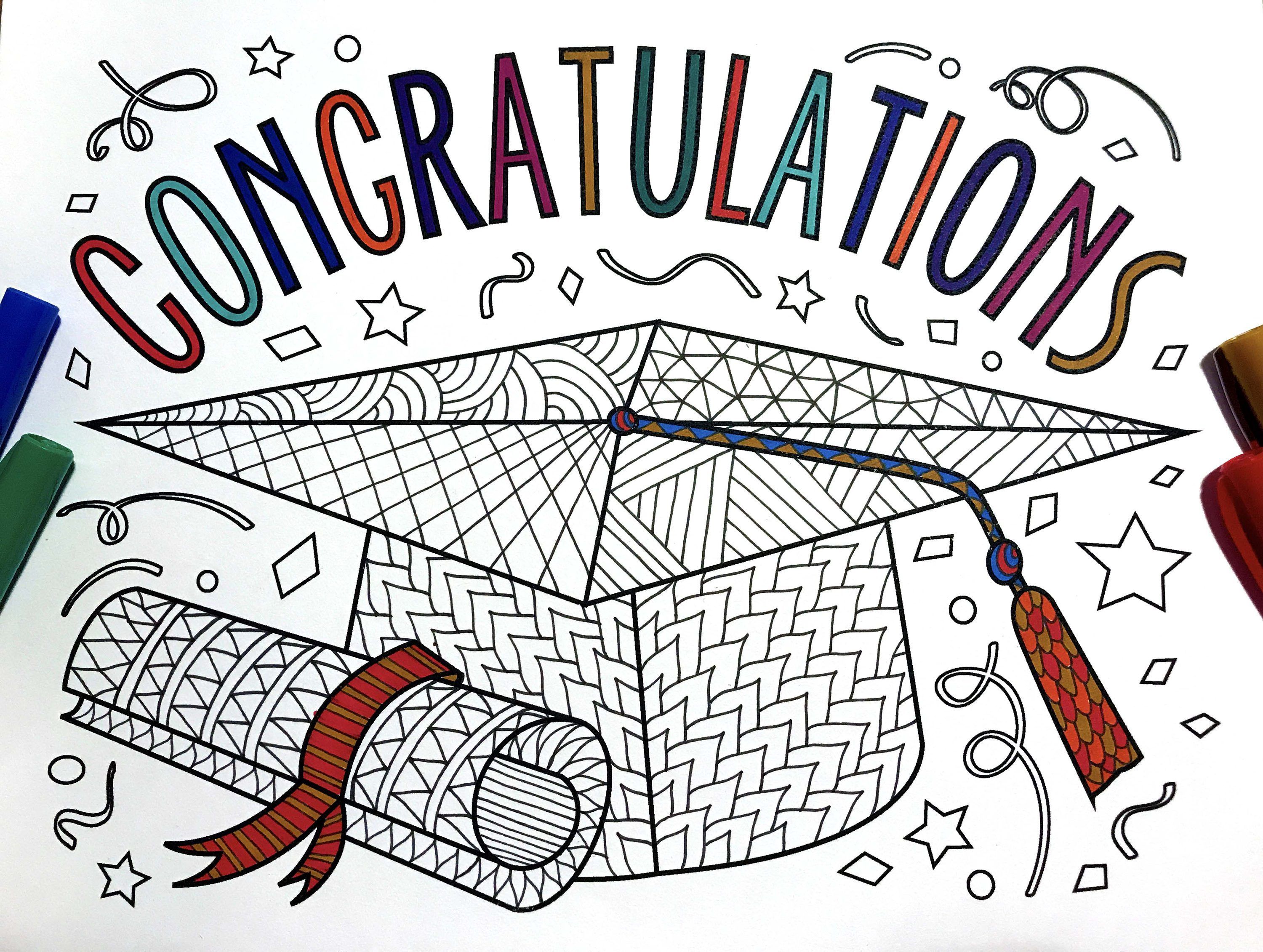 Congratulations Graduate – PDF Zentangle Coloring Page