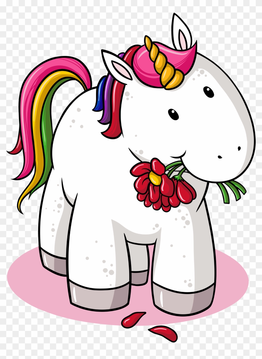 Wandsticker Einhorn Dickes Einhorn Mit Blumen Unicorn - Blumen Einhorn