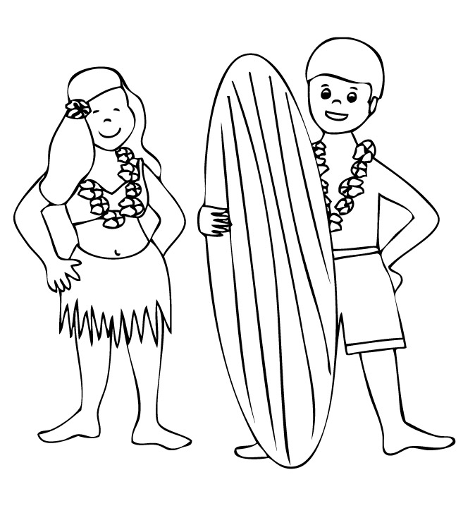 free hawaiian coloring pages