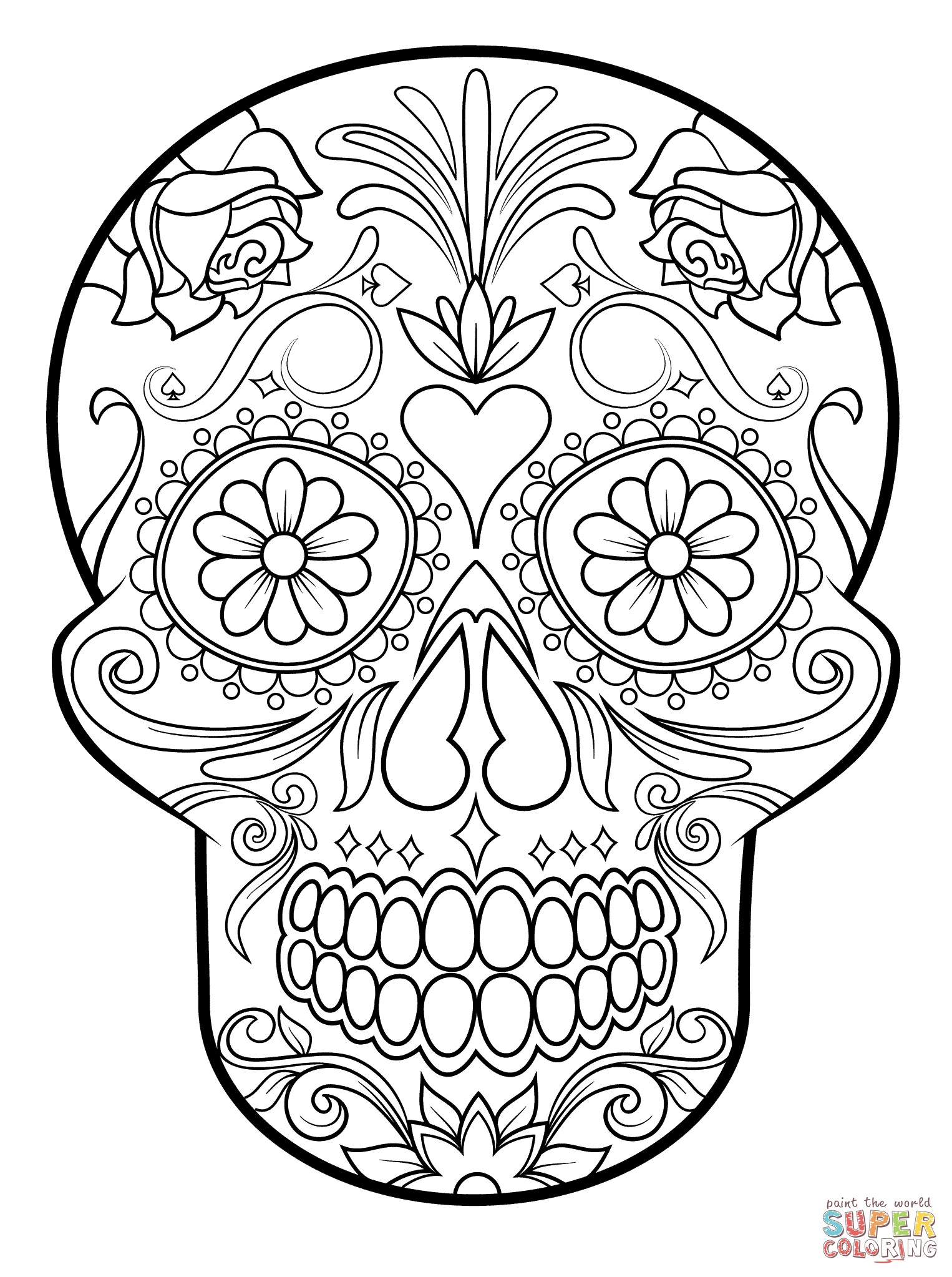 dia de los muertos skull coloring pages