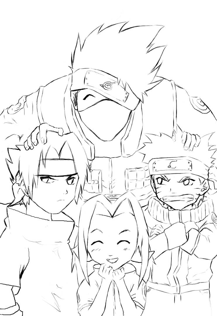 Naruto Team 7 lineart by anneleen on DeviantArt