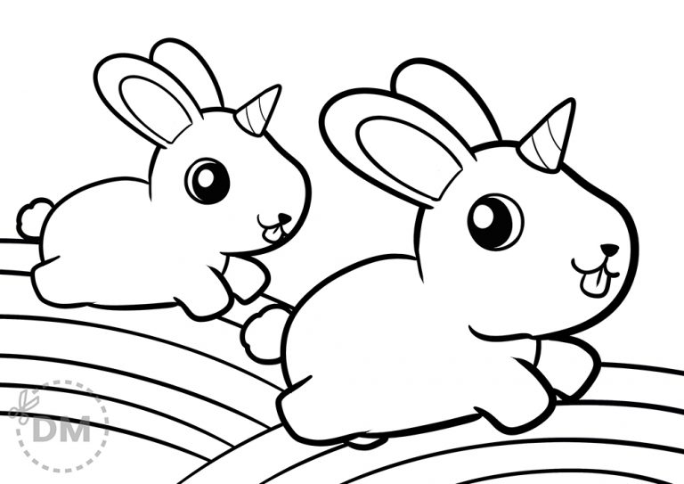 bunny unicorn coloring pages