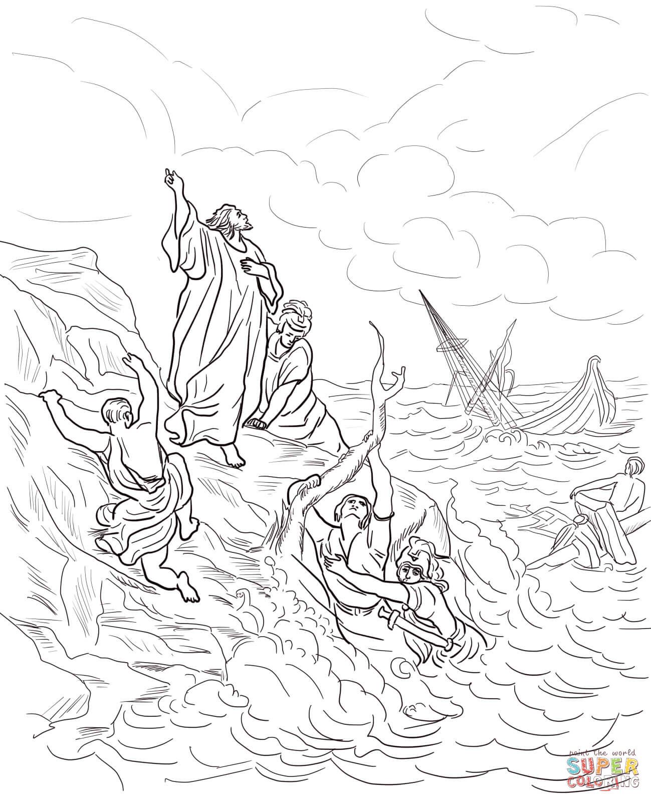 paul shipwrecked coloring page