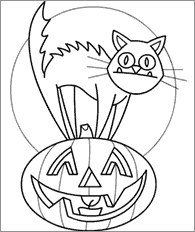 cat pumpkin coloring page