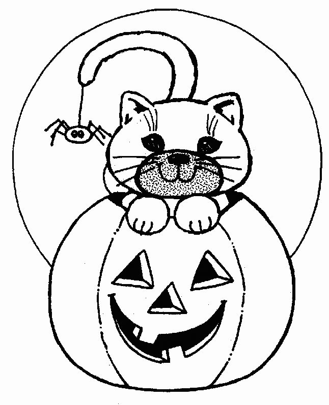 cat and pumpkin coloring page