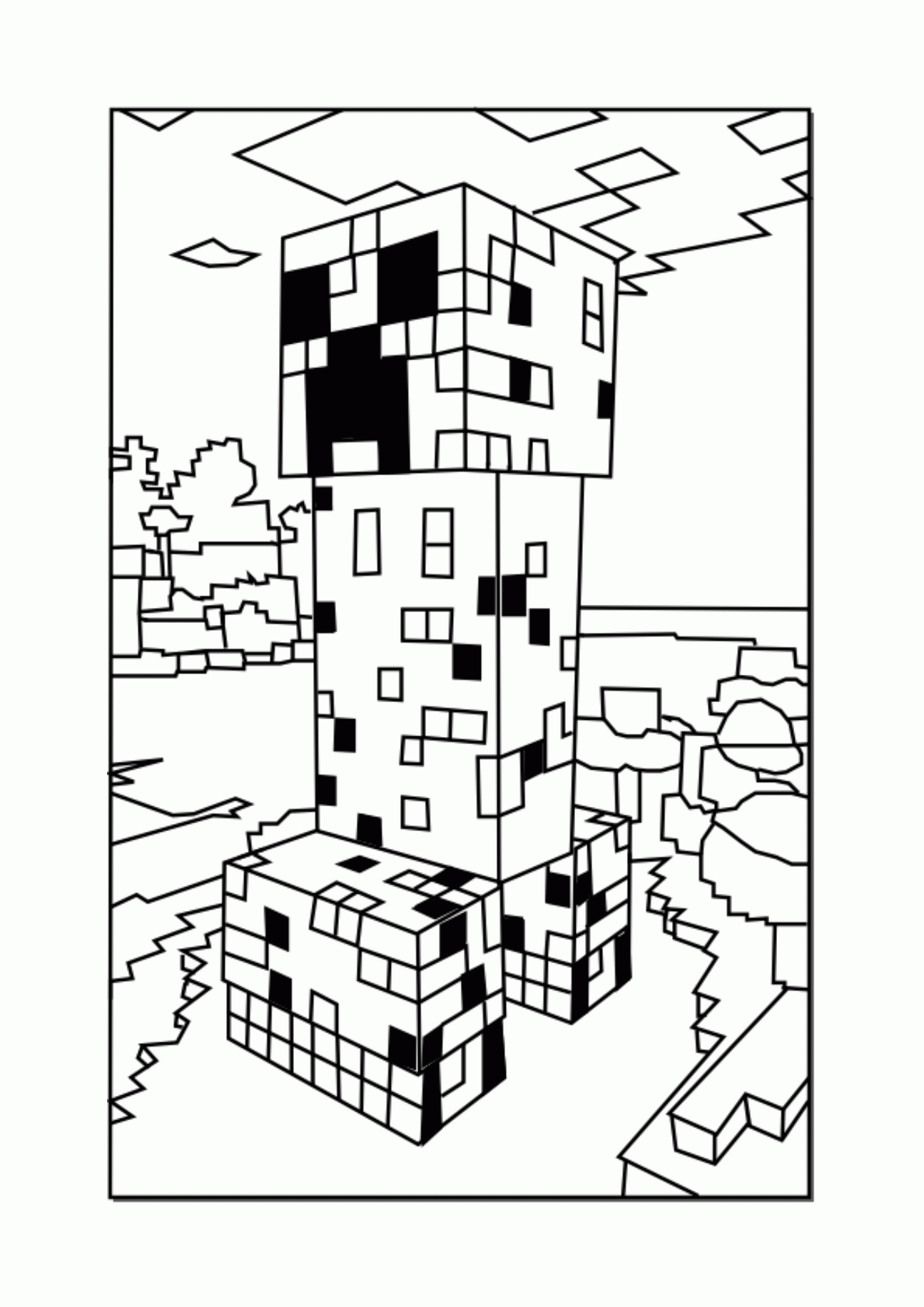 Minecraft Creeper kleurplaat | Minecraft coloring pages, Minecraft