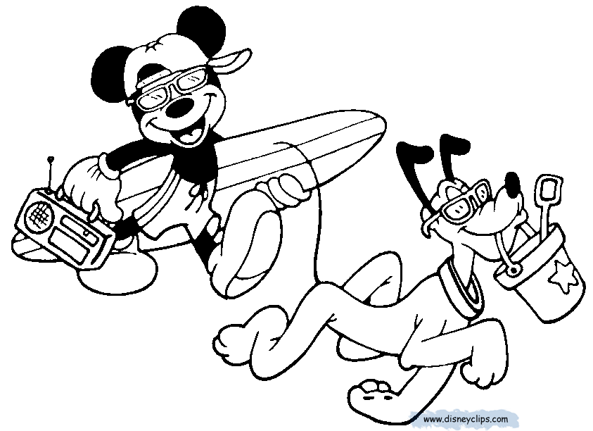 mickey mouse summer coloring pages