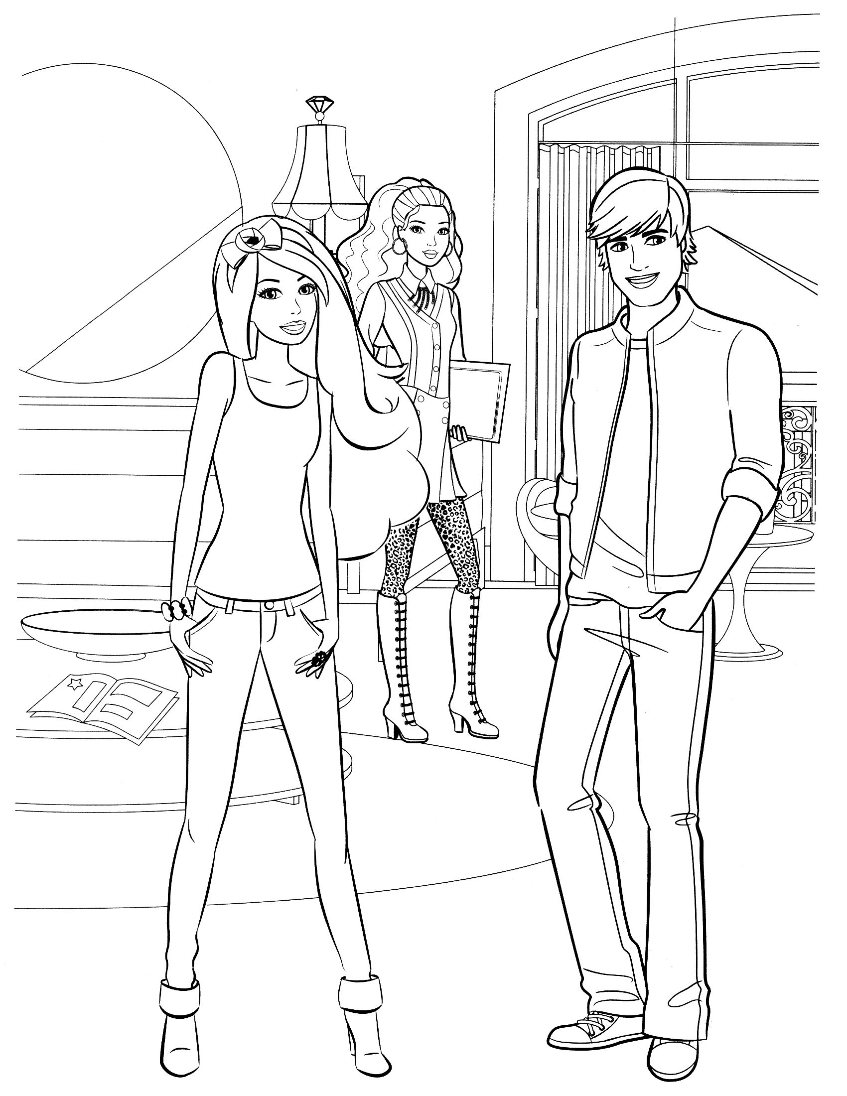 barbie and ken coloring page