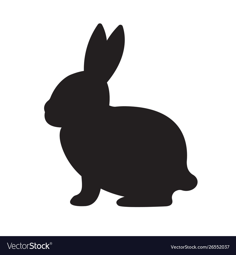 Flat black rabbit bunny silhouette Royalty Free Vector Image