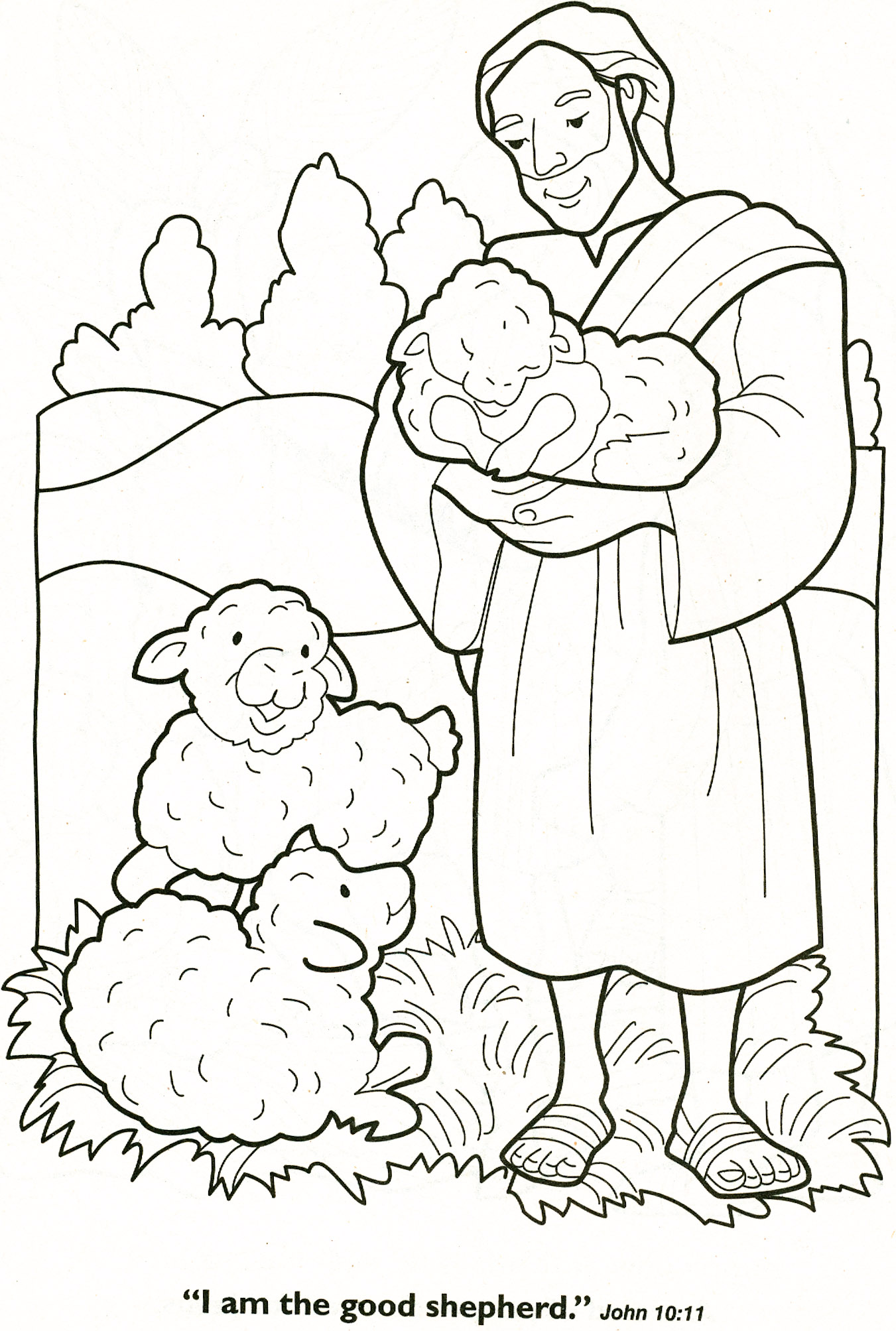 Good Shepherd and Lost Sheep Parable Coloring Pages