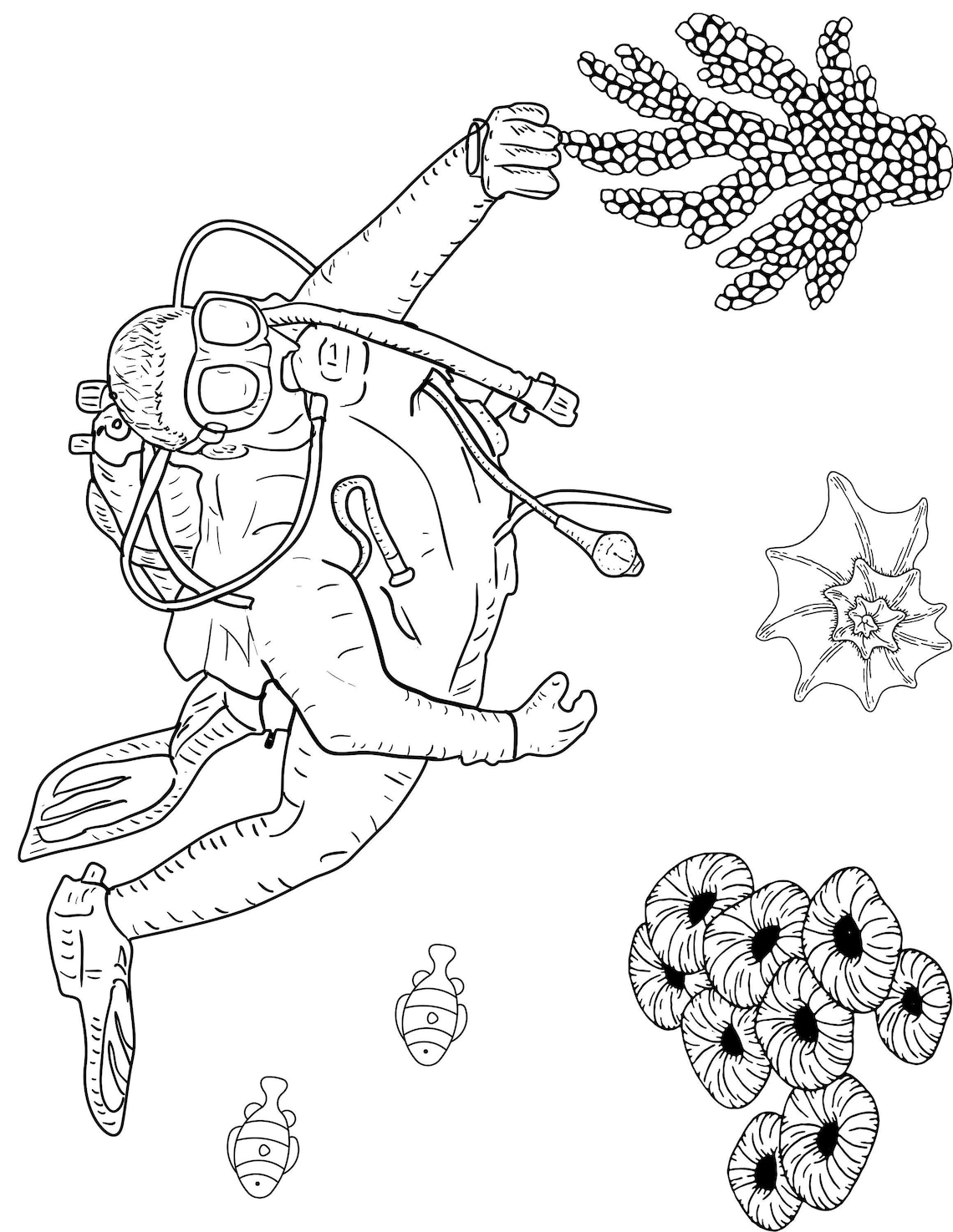 scuba diving coloring pages