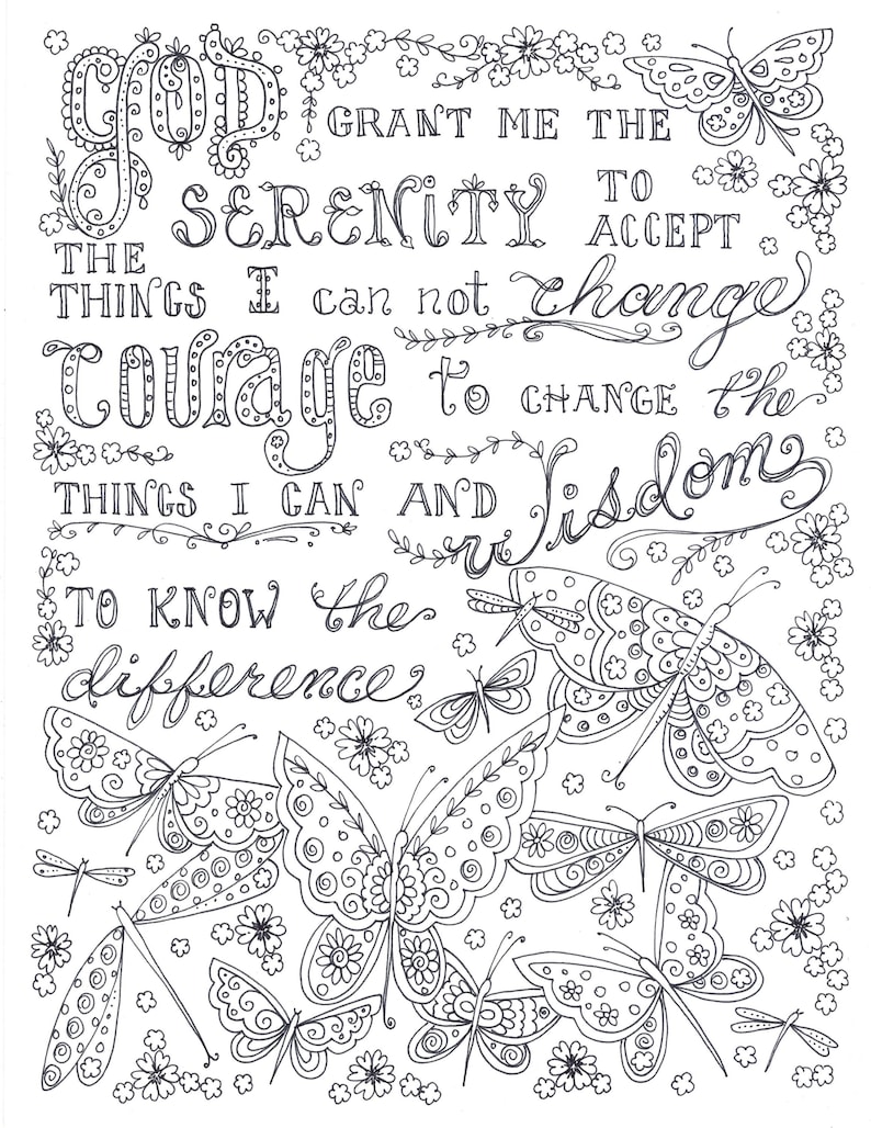 serenity prayer coloring page