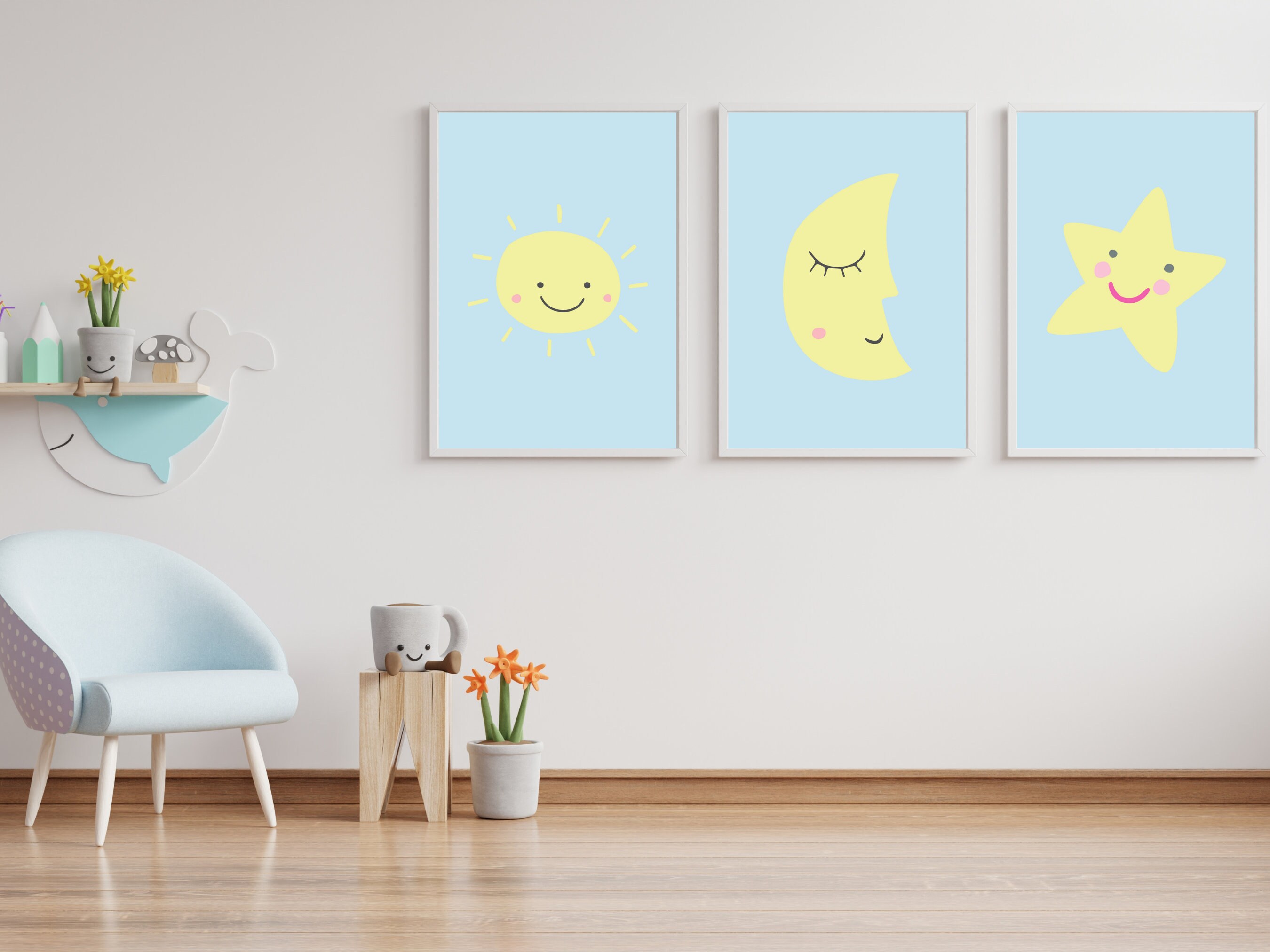 Sonne Mond Sterne Kinderzimmer Druckbares Kunstwerk Dekor Pack - Etsy.de