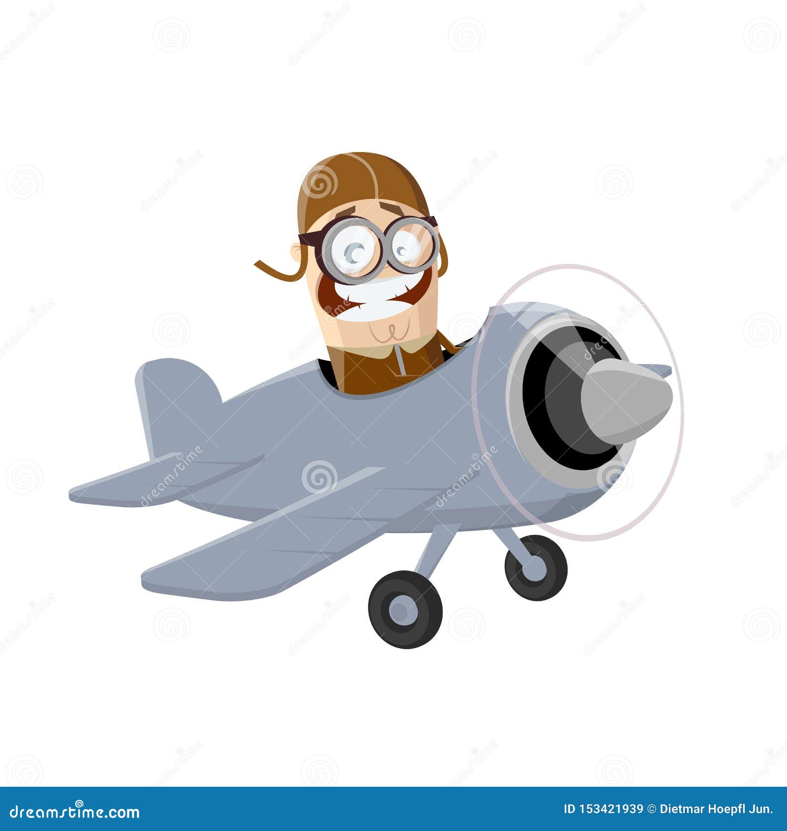 Lustiges Karikaturmannfliegen in Einem Flugzeug Vektor Abbildung