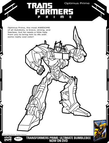 bumblebee and optimus prime coloring pages