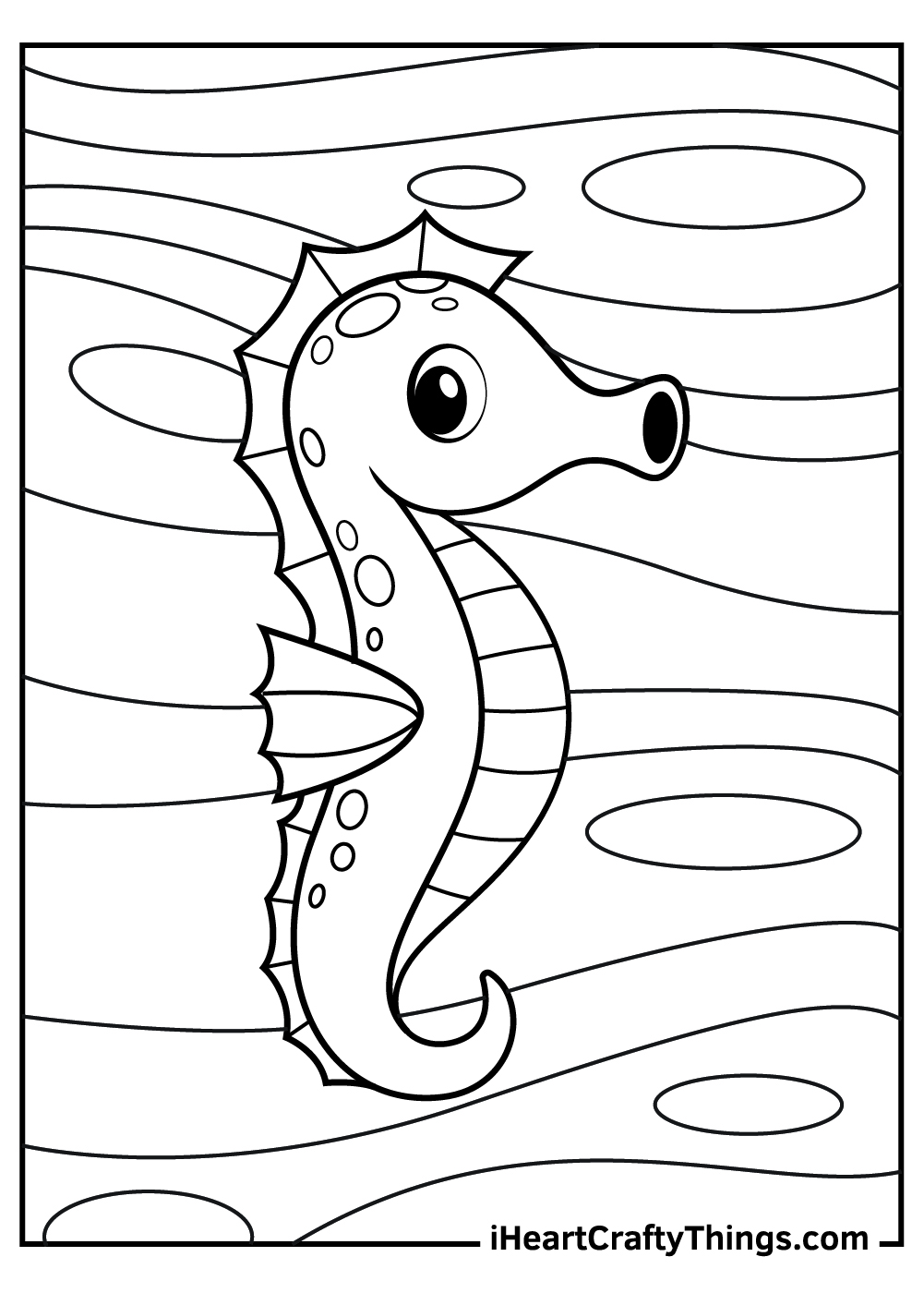 simple seahorse coloring page