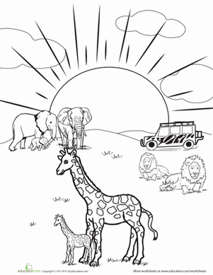 easy safari coloring pages