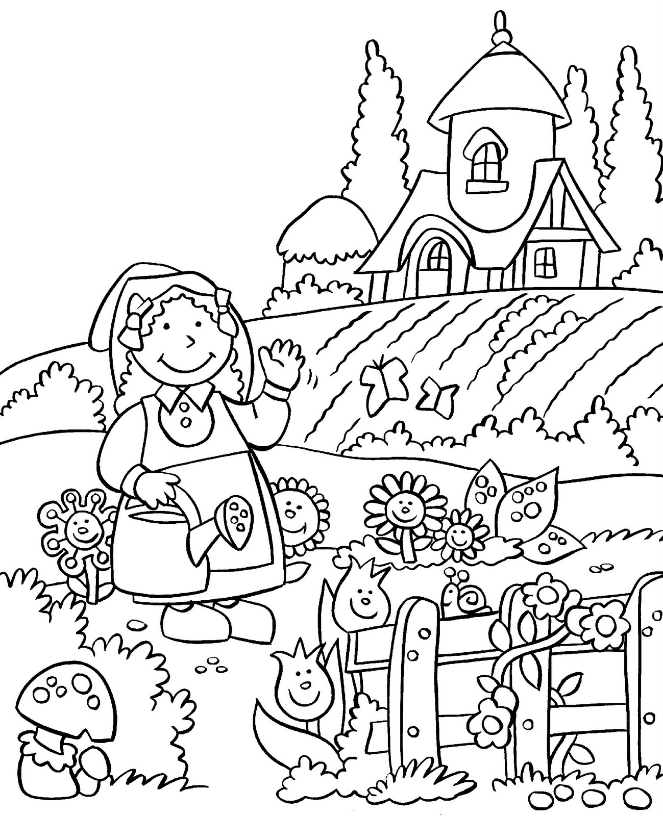 Flower garden coloring pages to download and print for free