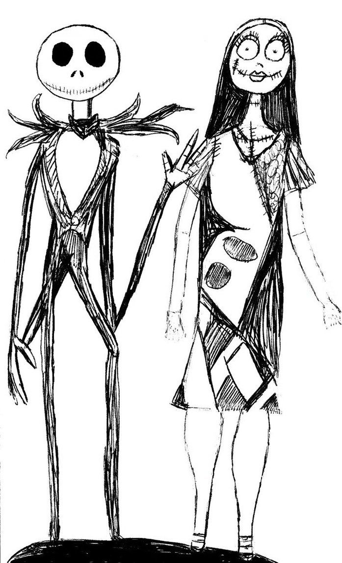 jack skellington and sally coloring pages