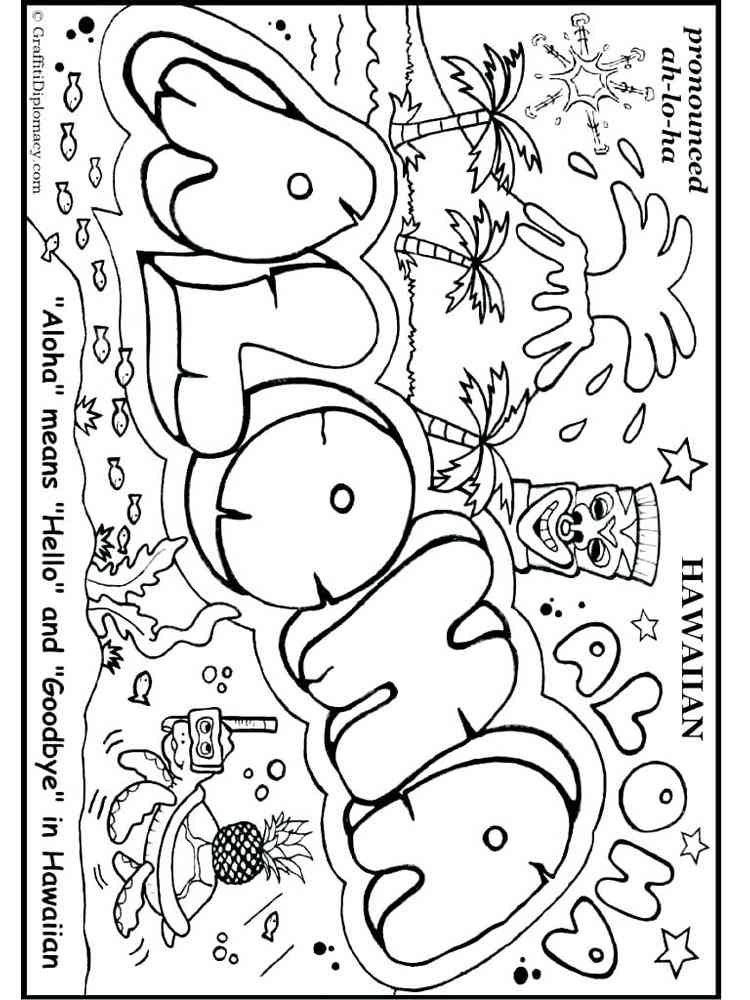 hawaii coloring pages for adults